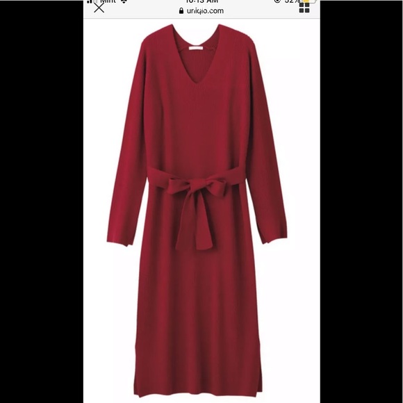 Uniqlo ribbed knit dress sweater red S - Picture 1 of 8